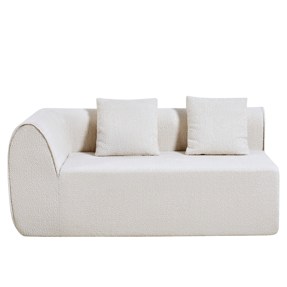 Modern Curved Modular Sectional Sofa with High-Density Foam, Cream Bouclé Upholstery L-Shaped Couch for Living Room