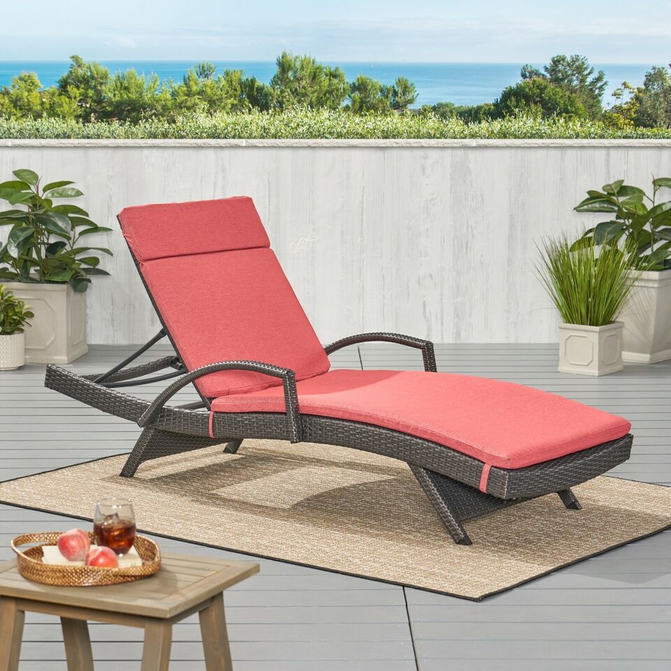 Salem Red Outdoor Chaise Lounge Cushion Set (2-Pack) - Water-Resistant Patio Furniture Accessories