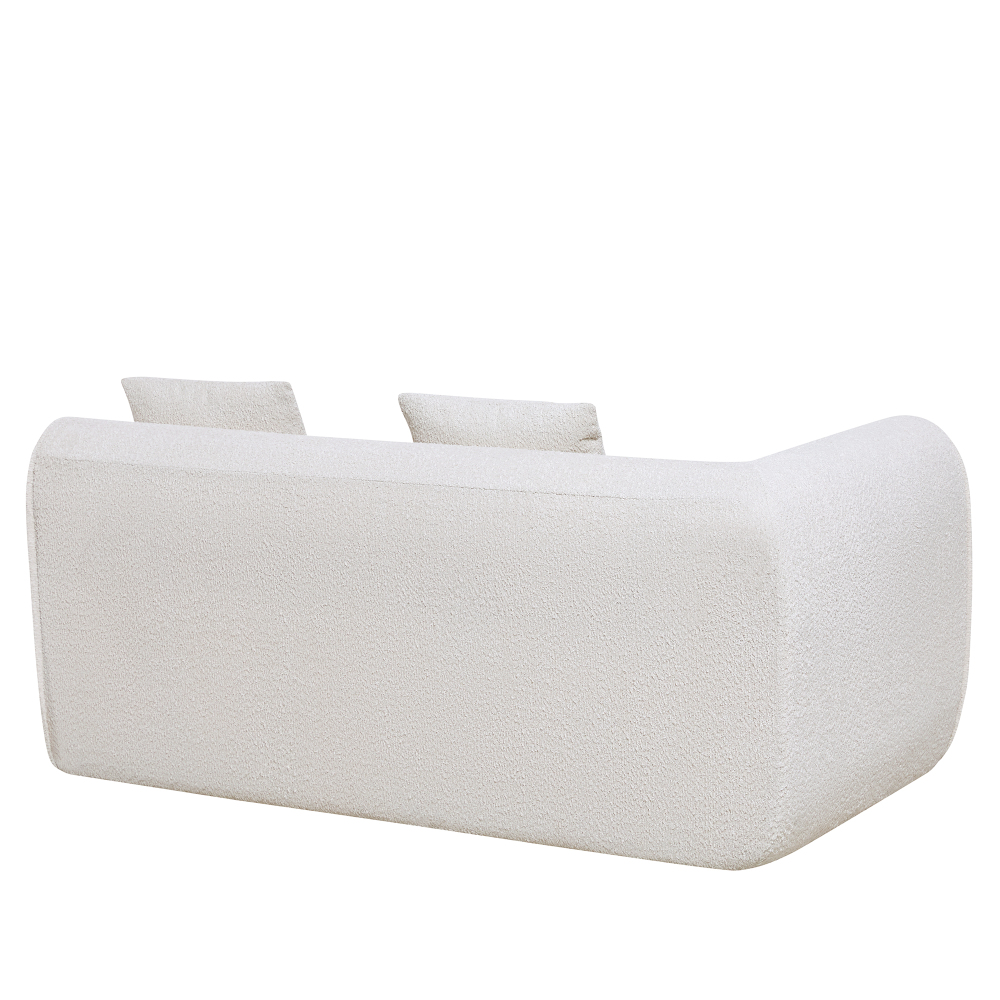 Modern Curved Modular Sectional Sofa with High-Density Foam, Cream Bouclé Upholstery L-Shaped Couch for Living Room