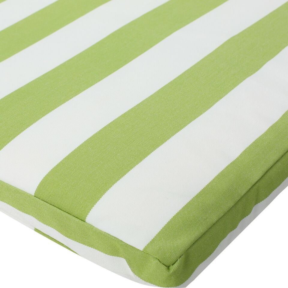 Salem Outdoor Chaise Lounge Cushion - Water-Resistant Green & White Striped Patio Lounger Pad with Ties