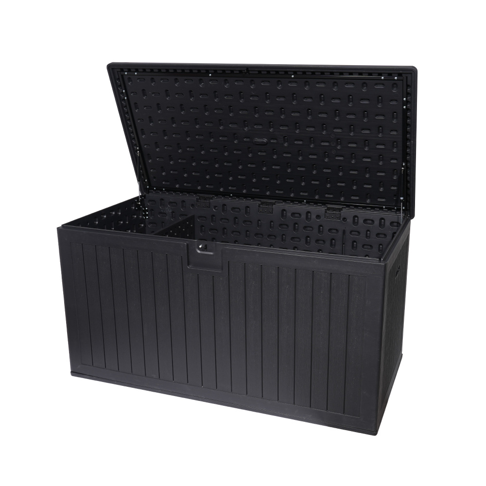 260 Gallon Extra Large Resin Deck Box - Waterproof Outdoor Patio Storage Chest with Lockable Lid & Hydraulic Hinges for Garden Furniture Cushions, Pool Accessories, and Tools