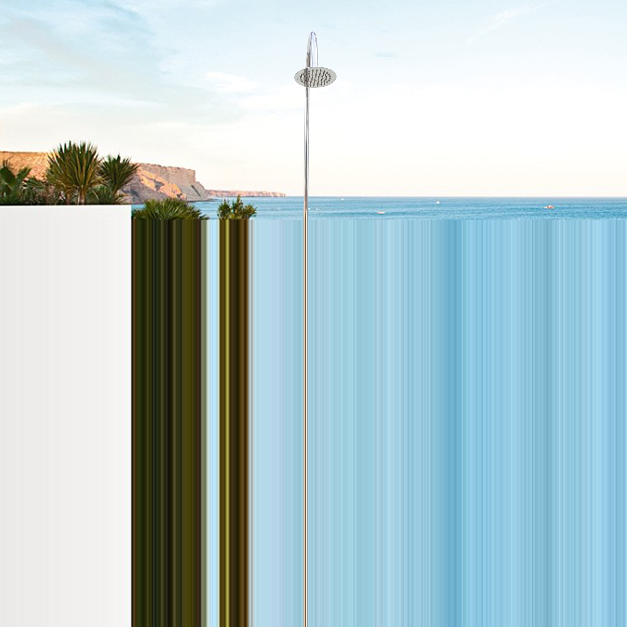 Solid Wood Outdoor Garden Shower with Base Stand - Freestanding Poolside Shower Column for Patio, Deck & Backyard