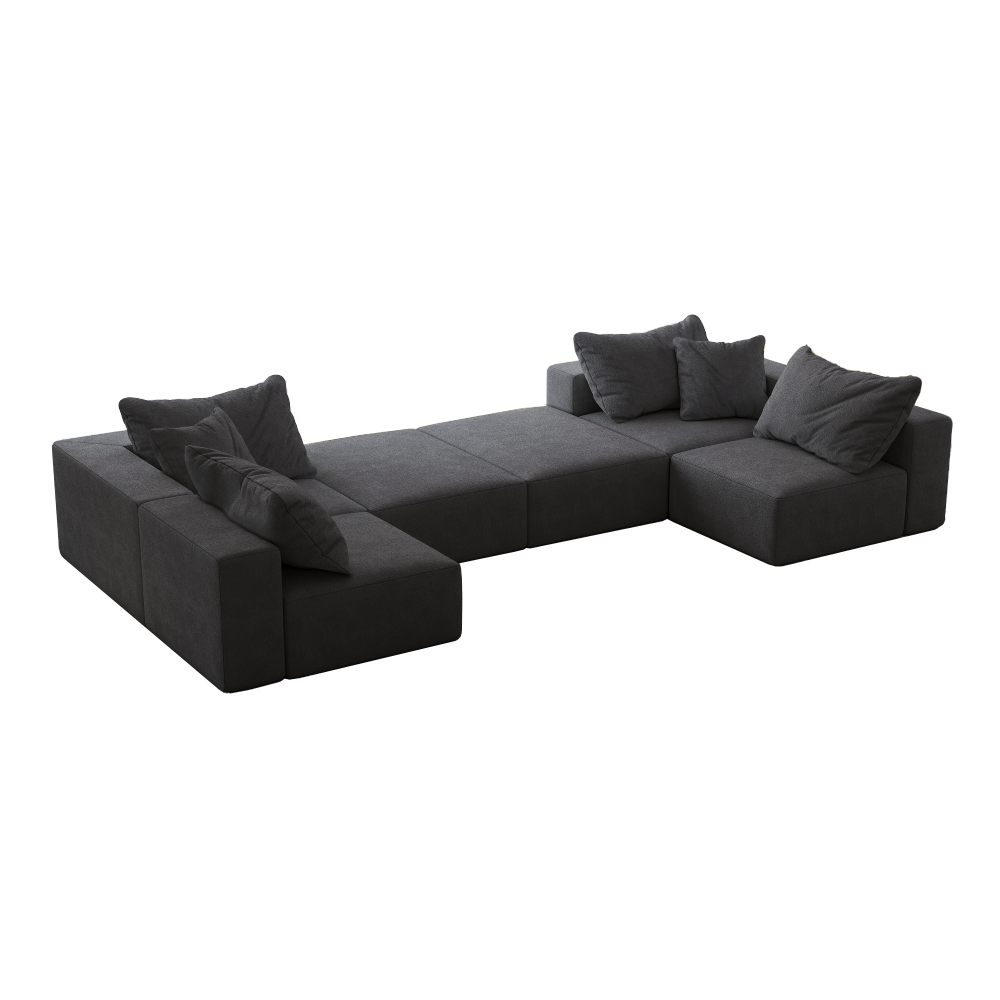 Oversized Modular Chenille Sectional Sofa - 162" L-Shaped Cloud Couch with 6 Pillows, No Assembly Required