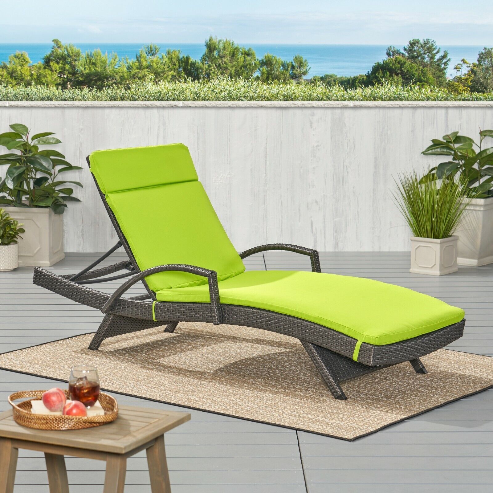 Salem Outdoor Chaise Lounge Cushion - Water-Resistant Patio Replacement Pad with Ties