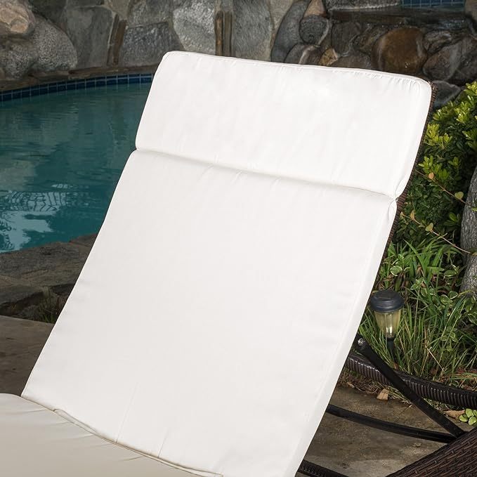 52005.00CUSH Salem Outdoor Chaise Lounge Cushion - Water-Resistant Patio Replacement Pad with Ties, Beige