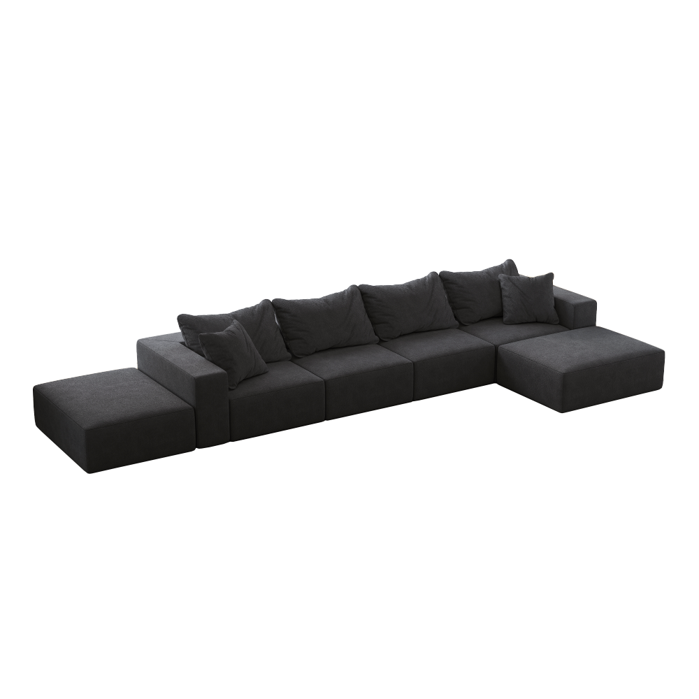 Oversized Modular Chenille Sectional Sofa - 162" L-Shaped Cloud Couch with 6 Pillows, No Assembly Required