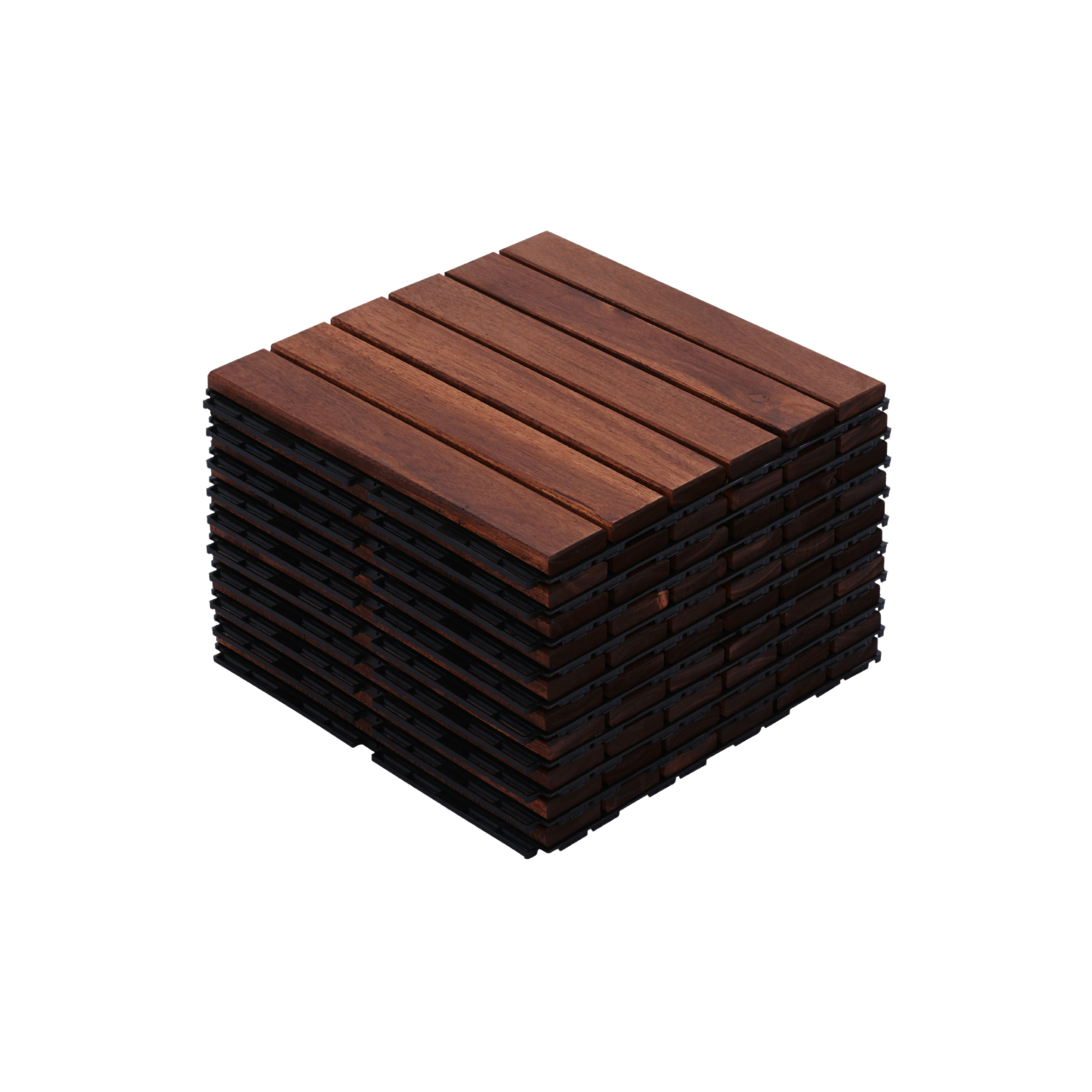 10-Piece Interlocking Acacia Hardwood Deck Tiles - 12"x12" Waterproof Outdoor Flooring for Patio, Balcony & Poolside