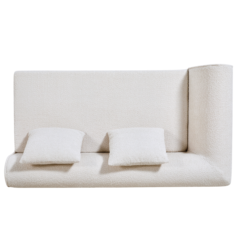 Modern Curved Modular Sectional Sofa with High-Density Foam, Cream Bouclé Upholstery L-Shaped Couch for Living Room