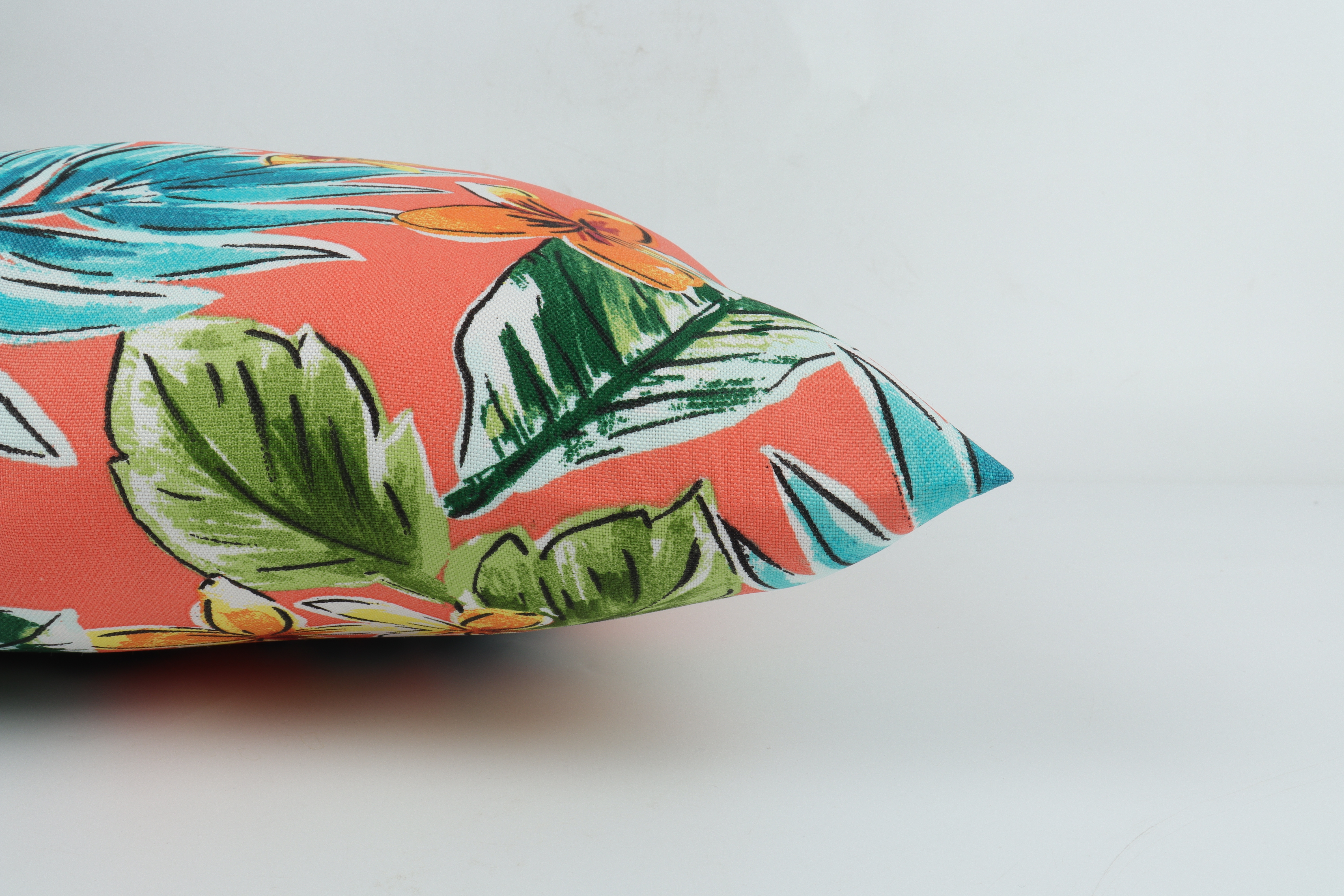 Set of 2 Waterproof Outdoor Throw Pillows - Bright Coral Pink Tropical Floral Patio Cushions, UV Resistant & Fade Proof Decor for Garden, Poolside Furniture (18x18 Inch)