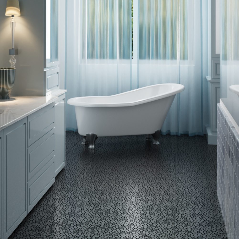 12-Pack Black Interlocking Deck Tiles - Waterproof Plastic Patio Flooring with Pebble Stone Pattern, Anti-Slip Outdoor Balcony & Bathroom Pavers