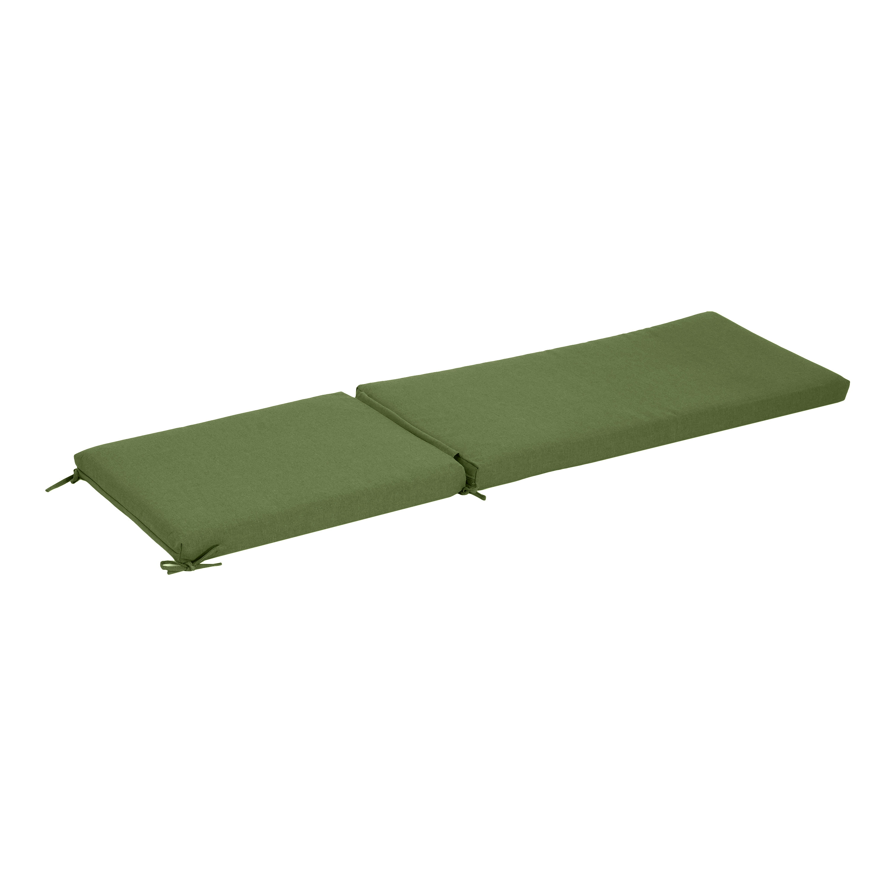 Noah Outdoor Chaise Lounge Cushion - Water-Repellent Patio Furniture Pad with Ties, UV Resistant Garden Lounger Replacement Cushion in Green