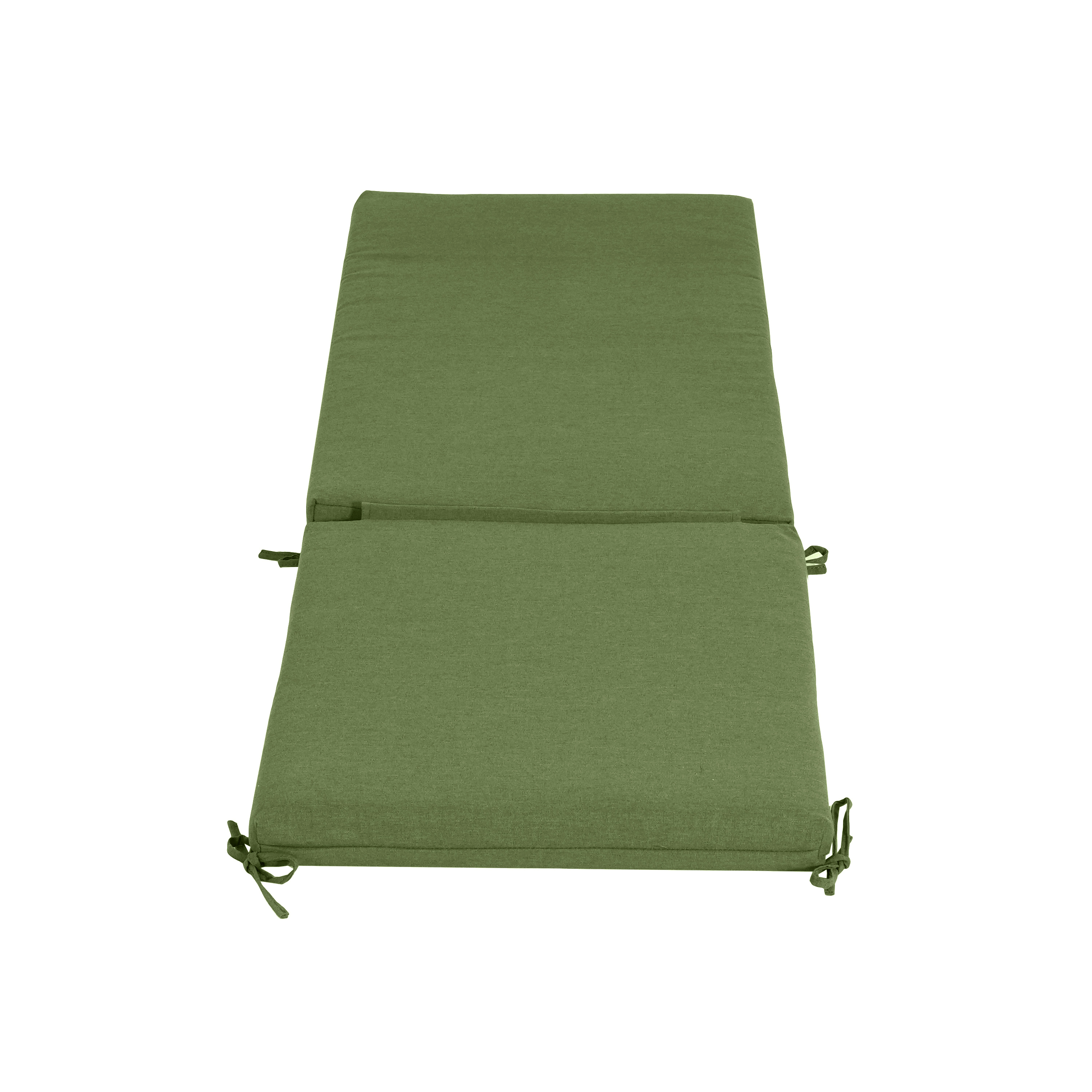 Noah Outdoor Chaise Lounge Cushion - Water-Repellent Patio Furniture Pad with Ties, UV Resistant Garden Lounger Replacement Cushion in Green