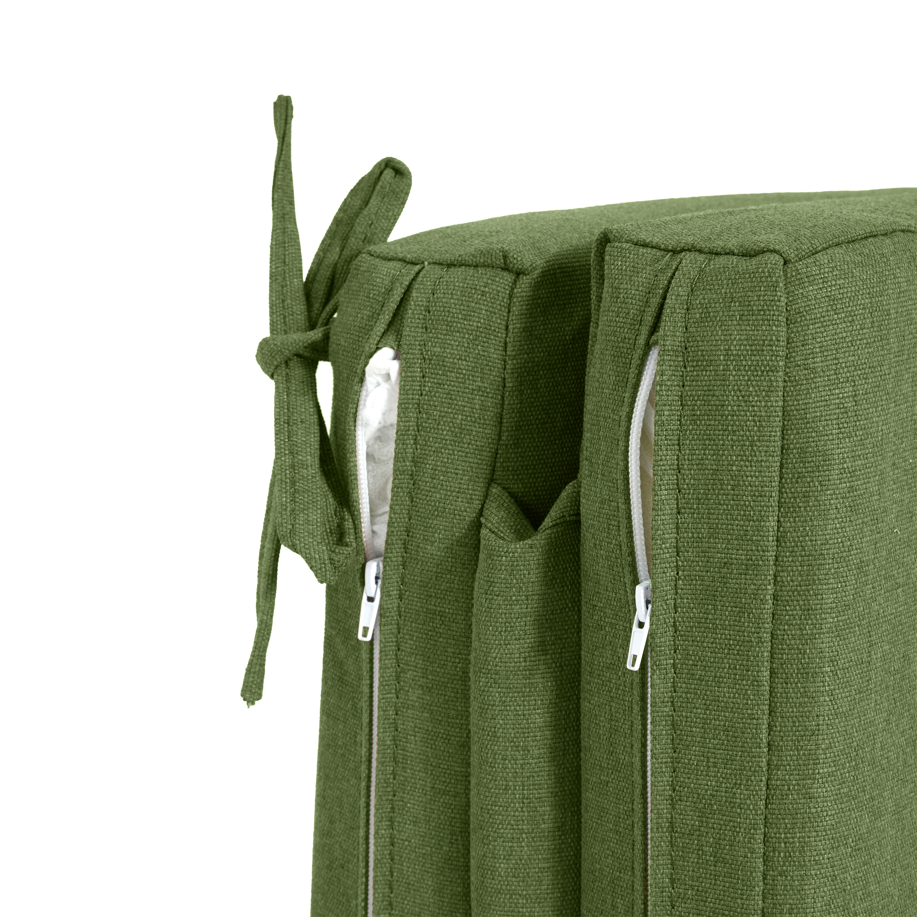 Noah Outdoor Chaise Lounge Cushion - Water-Repellent Patio Furniture Pad with Ties, UV Resistant Garden Lounger Replacement Cushion in Green