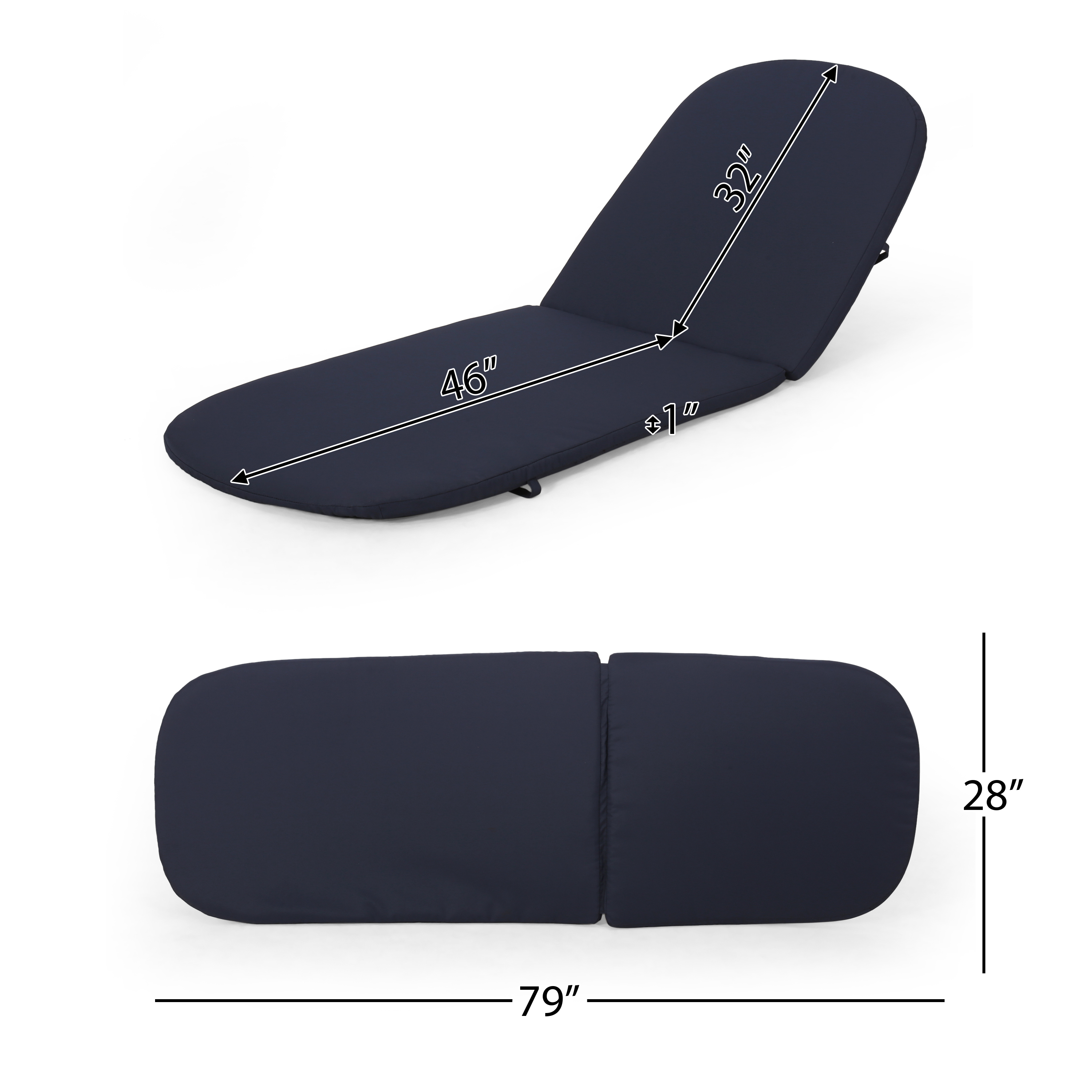 Mikaell Navy Water-Resistant Outdoor Chaise Lounge Cushion for Patio Furniture