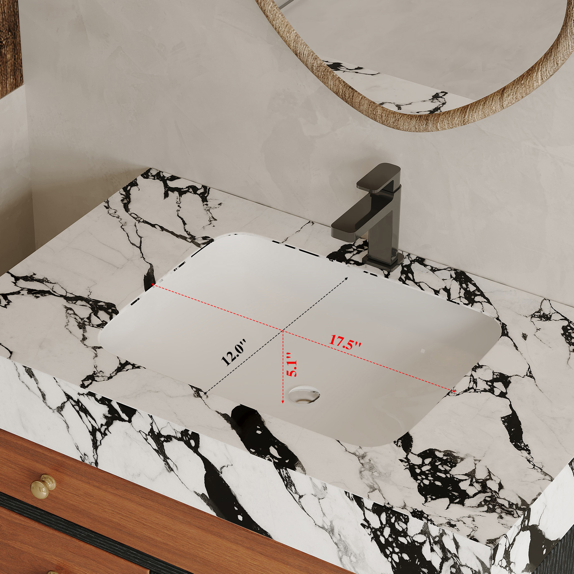 30-Inch Modern Free-Standing Bathroom Vanity with Sintered Stone Top, Ceramic Sink & Soft-Close Drawers