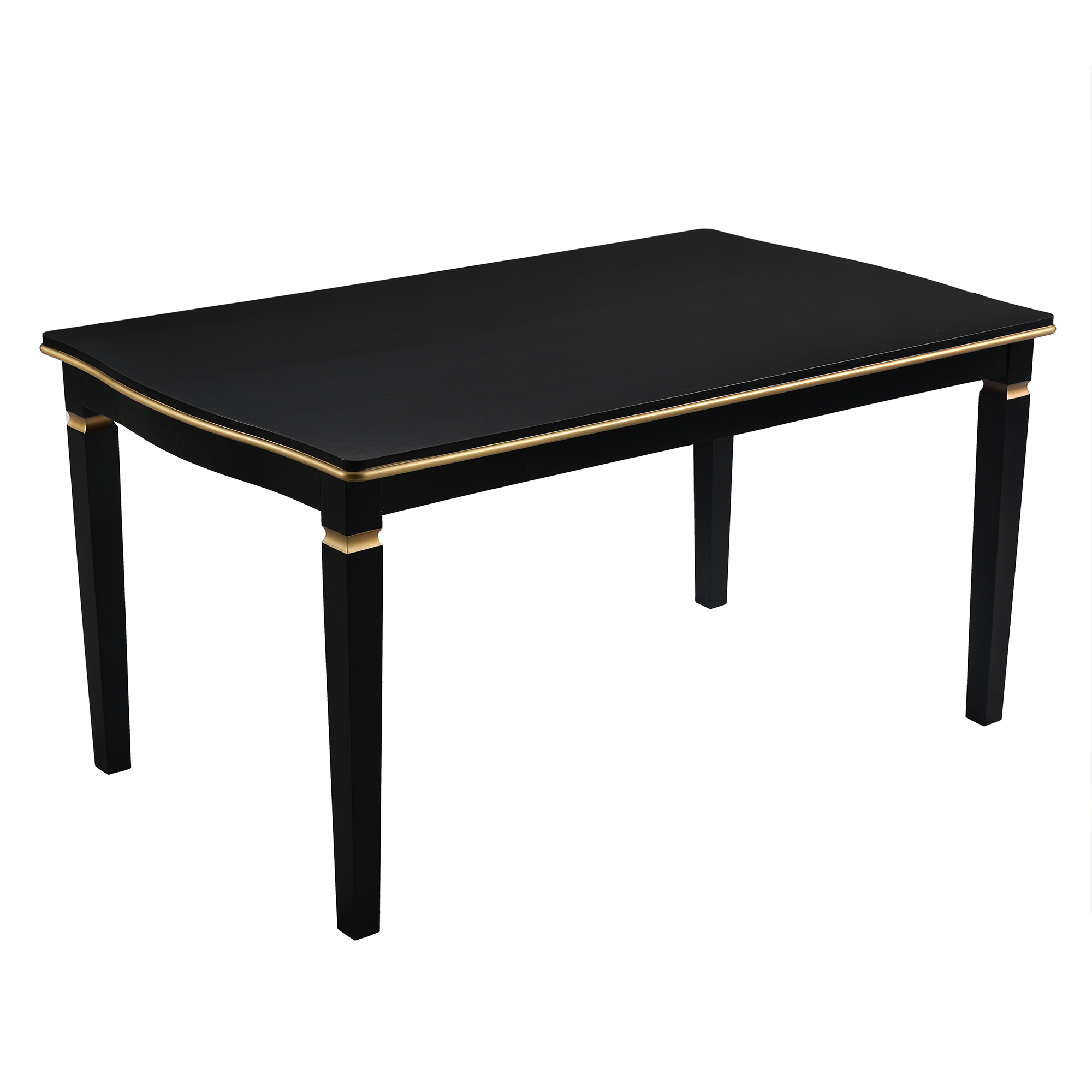 Elegant 6-Piece Dining Table Set with Bench - Modern Black Rectangular Kitchen Table & 4 Tufted High-Back Chairs for Farmhouse Home Decor