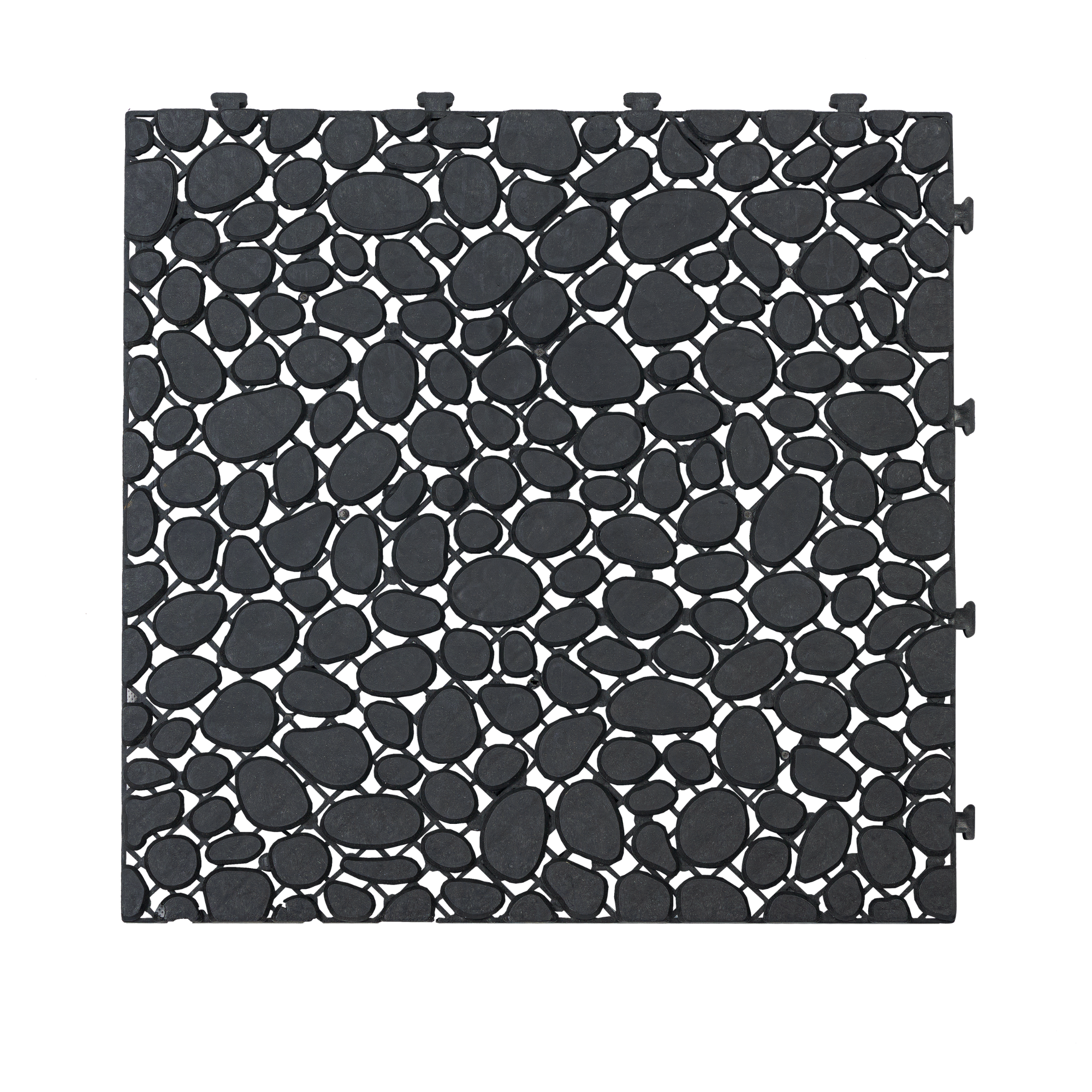 12-Pack Black Interlocking Deck Tiles - Waterproof Plastic Patio Flooring with Pebble Stone Pattern, Anti-Slip Outdoor Balcony & Bathroom Pavers