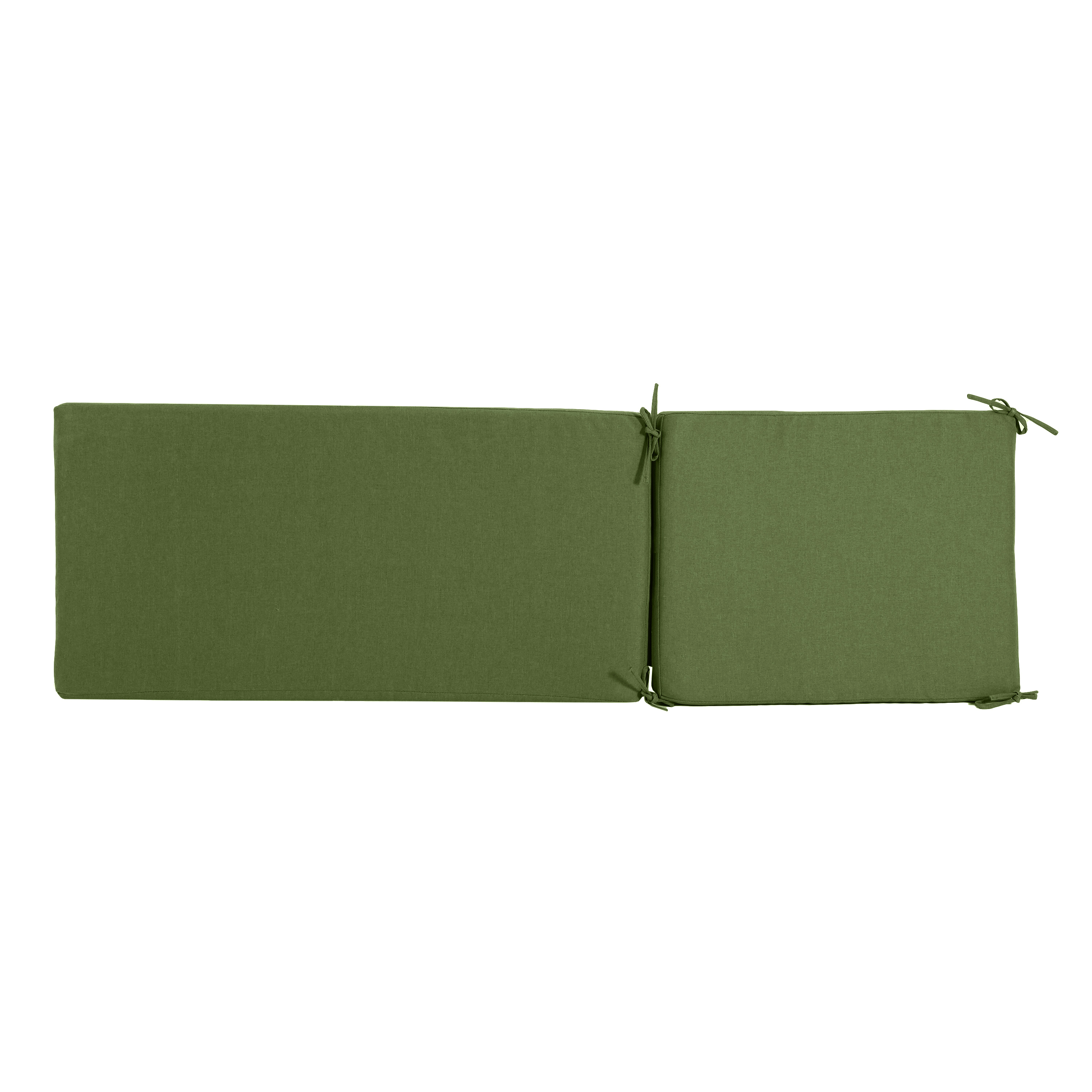 Noah Outdoor Chaise Lounge Cushion - Water-Repellent Patio Furniture Pad with Ties, UV Resistant Garden Lounger Replacement Cushion in Green
