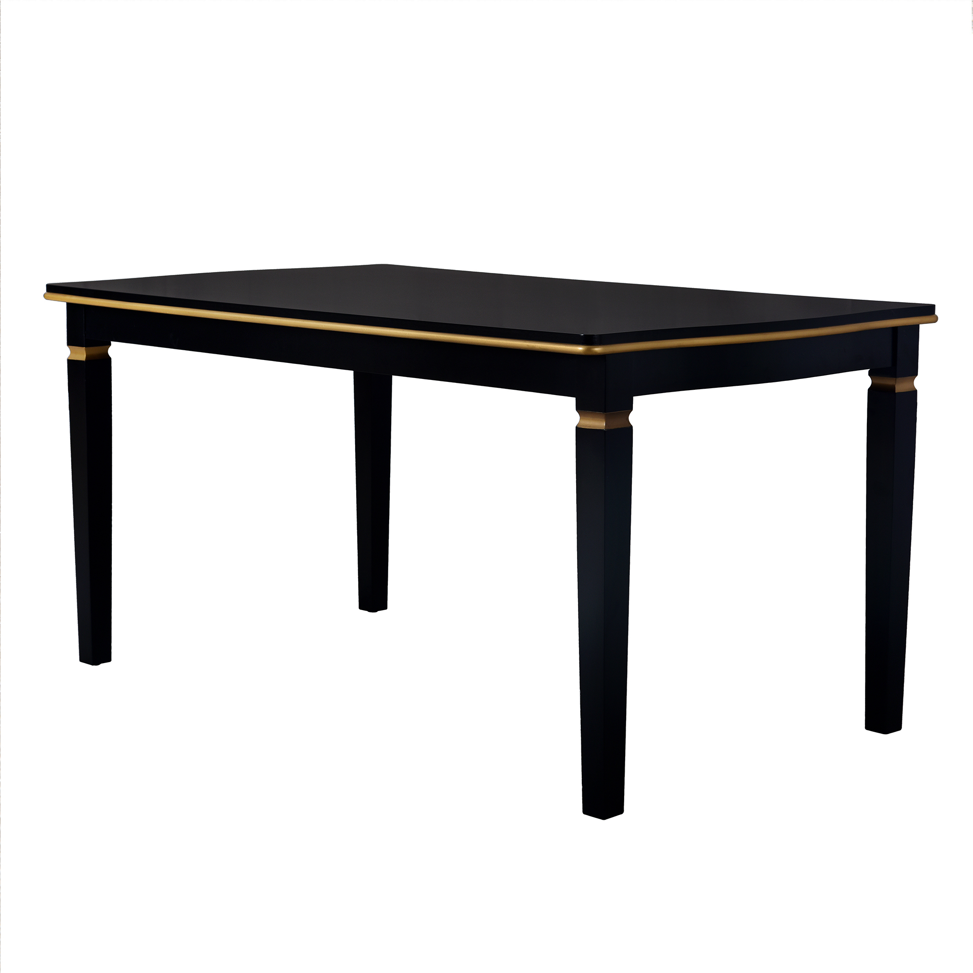 Elegant 6-Piece Dining Table Set with Bench - Modern Black Rectangular Kitchen Table & 4 Tufted High-Back Chairs for Farmhouse Home Decor