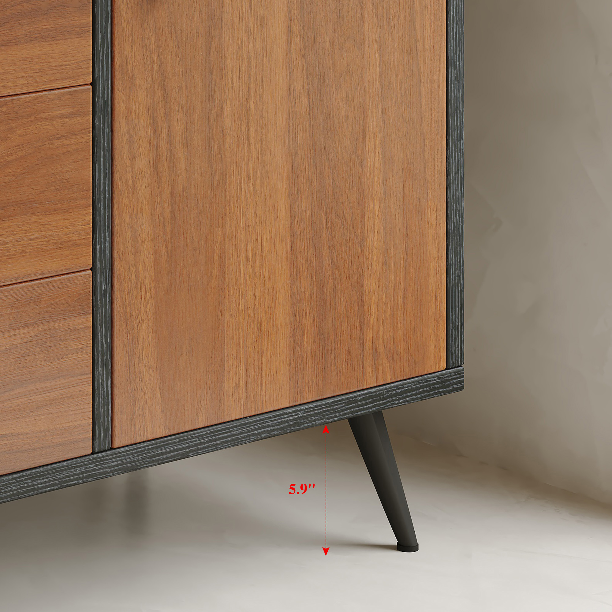 Modern Free-Standing Bathroom Vanity with Sintered Stone Top & Ceramic Sink, Mid-Century Walnut Cabinet with Soft-Close Drawers