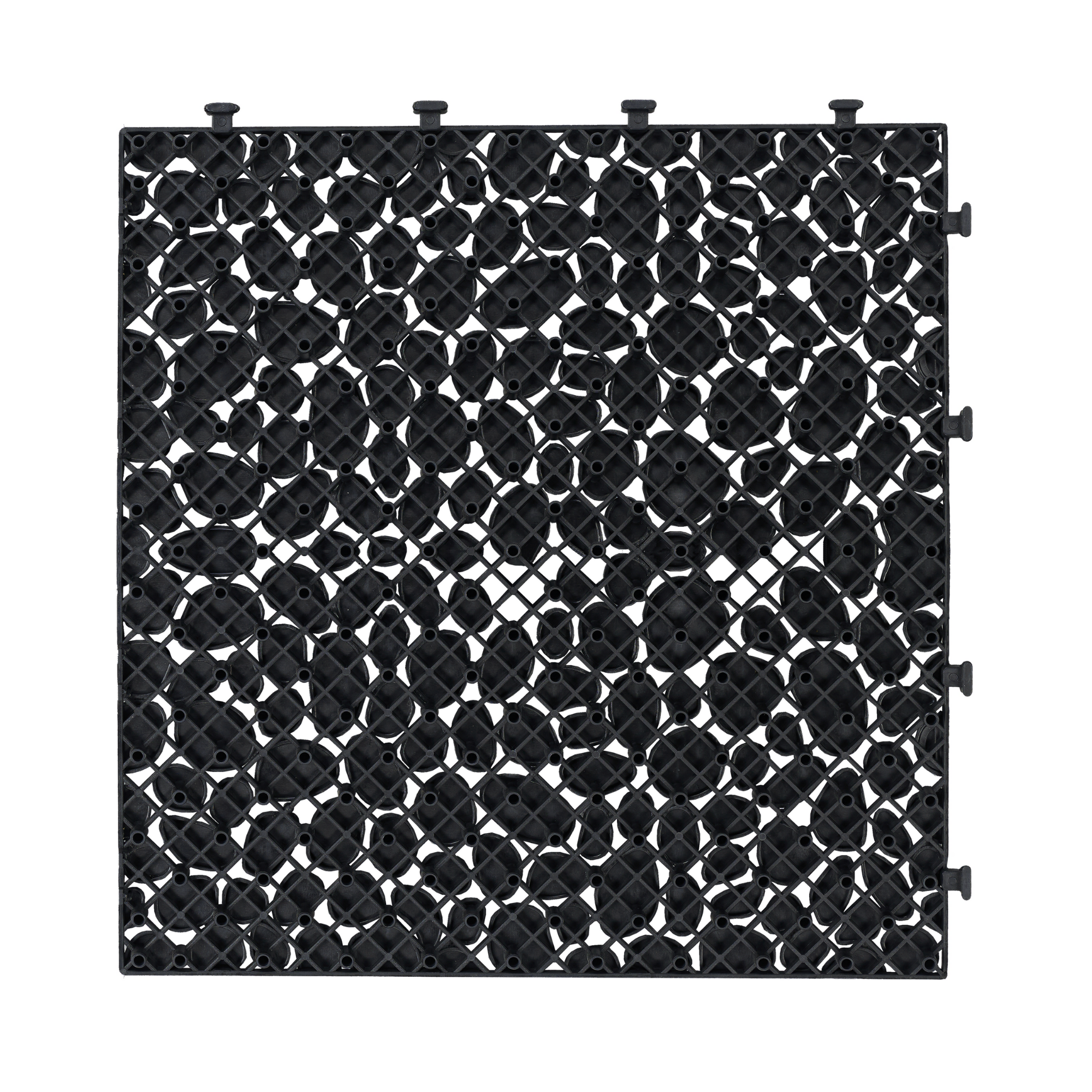 12-Pack Black Interlocking Deck Tiles - Waterproof Plastic Patio Flooring with Pebble Stone Pattern, Anti-Slip Outdoor Balcony & Bathroom Pavers