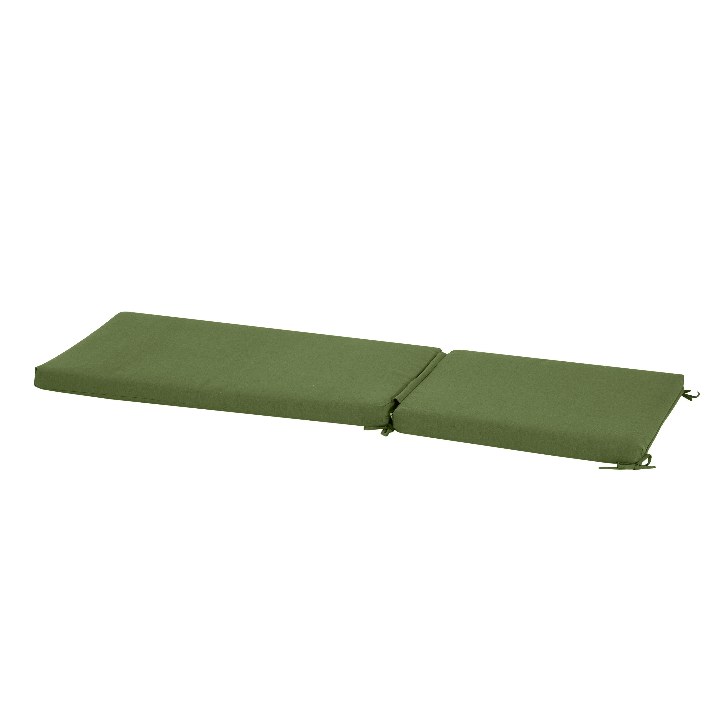 Noah Outdoor Chaise Lounge Cushion - Water-Repellent Patio Furniture Pad with Ties, UV Resistant Garden Lounger Replacement Cushion in Green