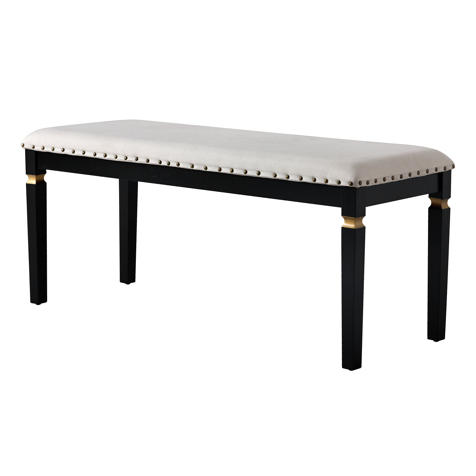 Elegant 6-Piece Dining Table Set with Bench - Modern Black Rectangular Kitchen Table & 4 Tufted High-Back Chairs for Farmhouse Home Decor