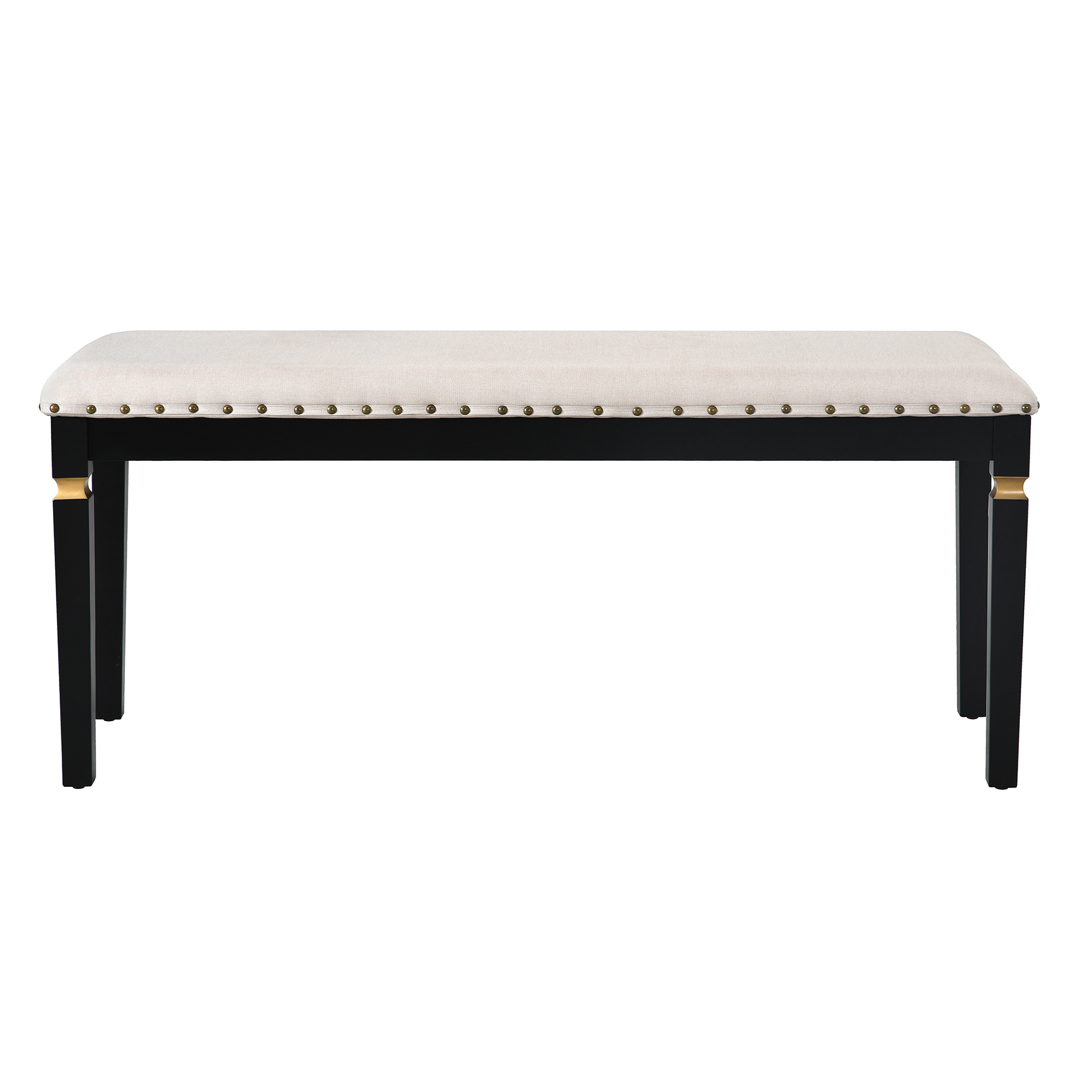 Elegant 6-Piece Dining Table Set with Bench - Modern Black Rectangular Kitchen Table & 4 Tufted High-Back Chairs for Farmhouse Home Decor