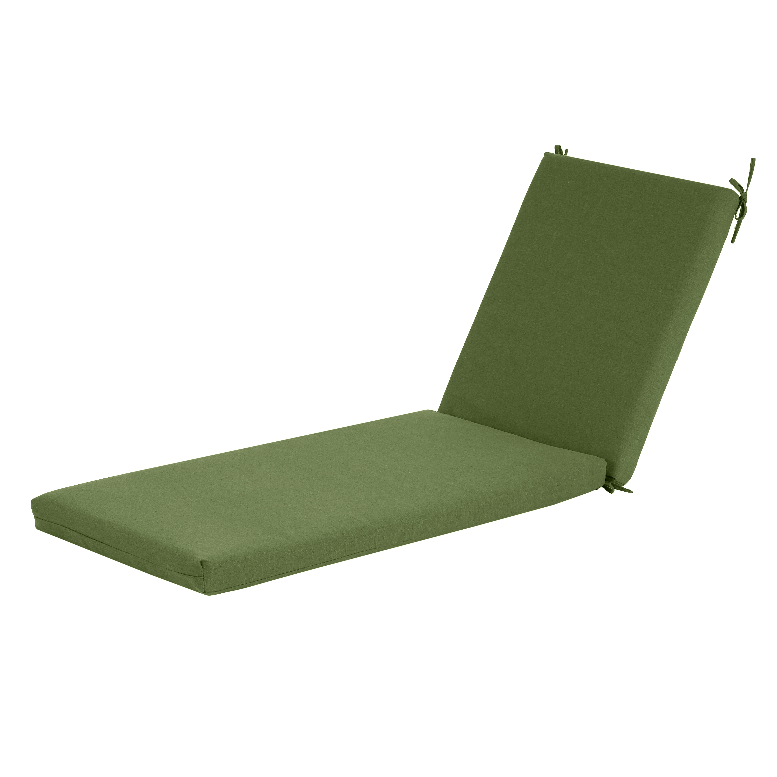 Noah Outdoor Chaise Lounge Cushion - Water-Repellent Patio Furniture Pad with Ties, UV Resistant Garden Lounger Replacement Cushion in Green