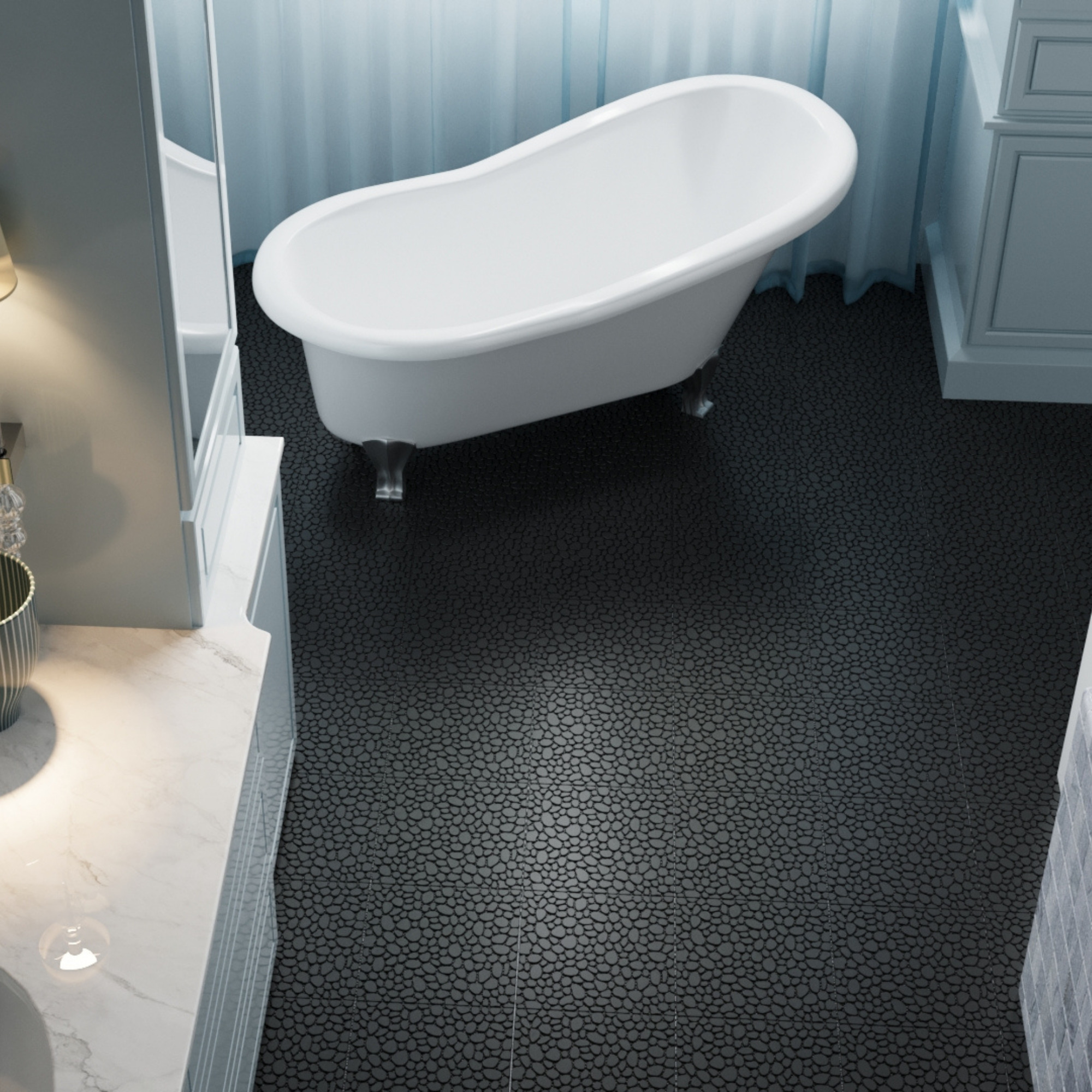 12-Pack Black Interlocking Deck Tiles - Waterproof Plastic Patio Flooring with Pebble Stone Pattern, Anti-Slip Outdoor Balcony & Bathroom Pavers