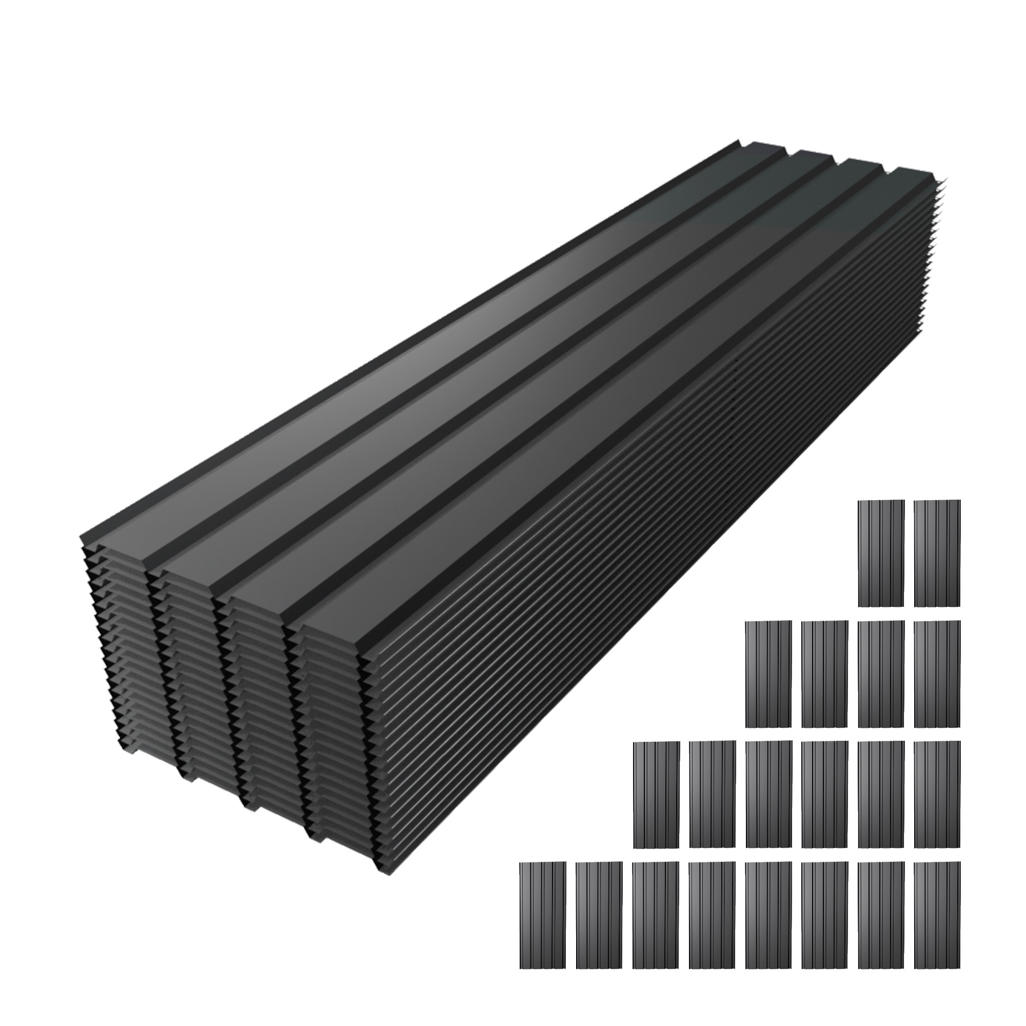 20-Piece Gray Galvanized Metal Roofing Panels (72.8" Length) - Heavy Duty Waterproof Corrugated Sheets for Sheds, Garages & Outdoor Structures