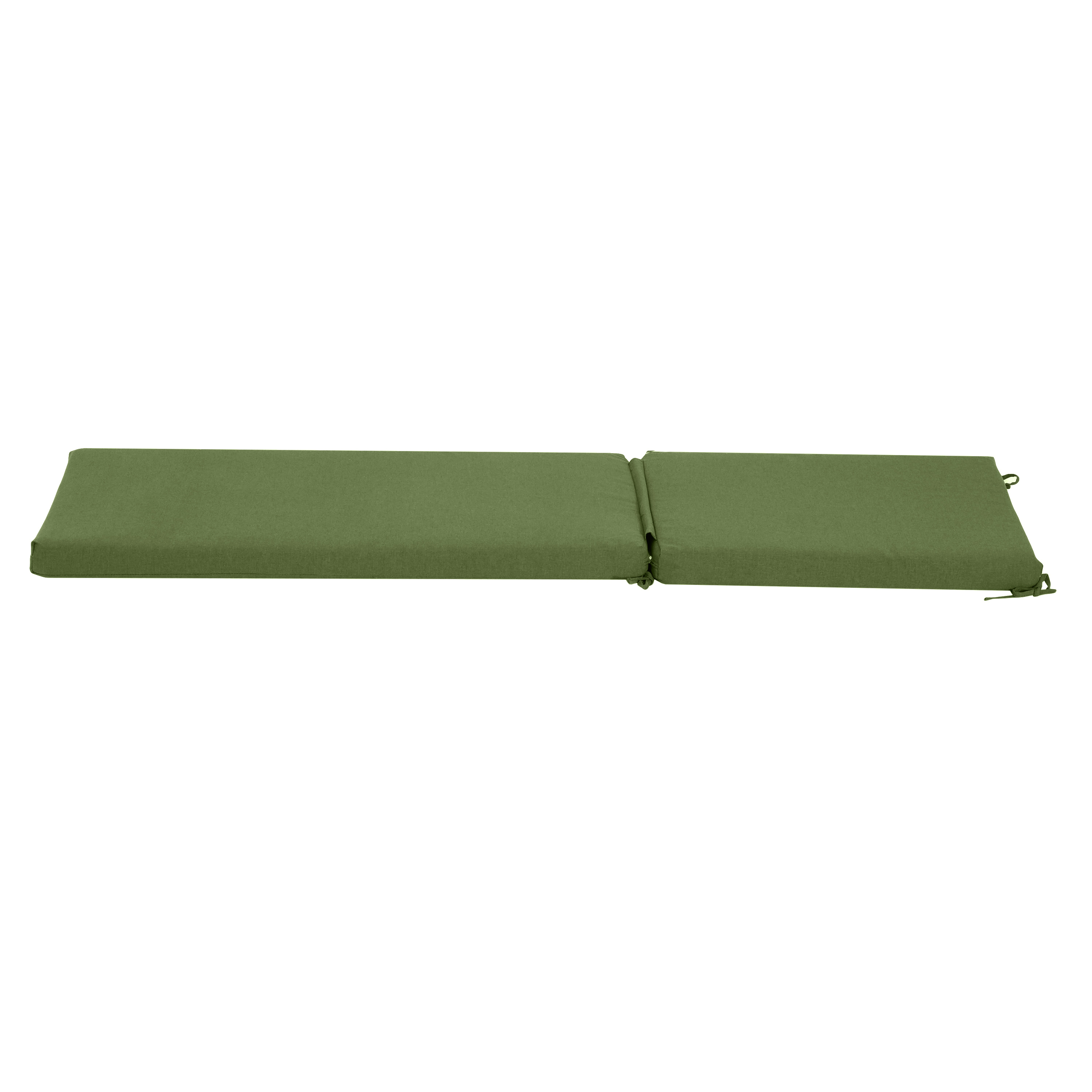 Noah Outdoor Chaise Lounge Cushion - Water-Repellent Patio Furniture Pad with Ties, UV Resistant Garden Lounger Replacement Cushion in Green