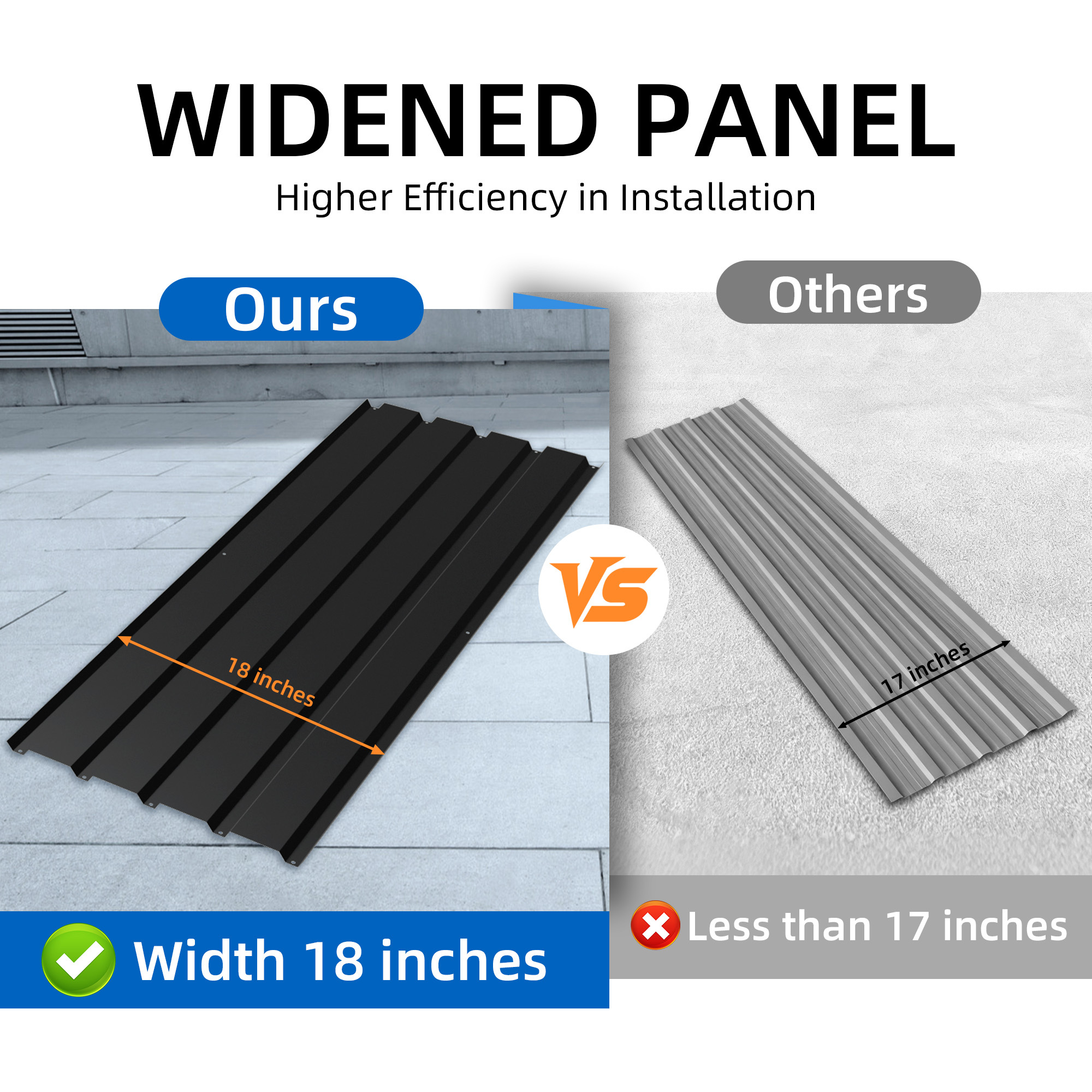 20-Piece Gray Galvanized Metal Roofing Panels (72.8" Length) - Heavy Duty Waterproof Corrugated Sheets for Sheds, Garages & Outdoor Structures