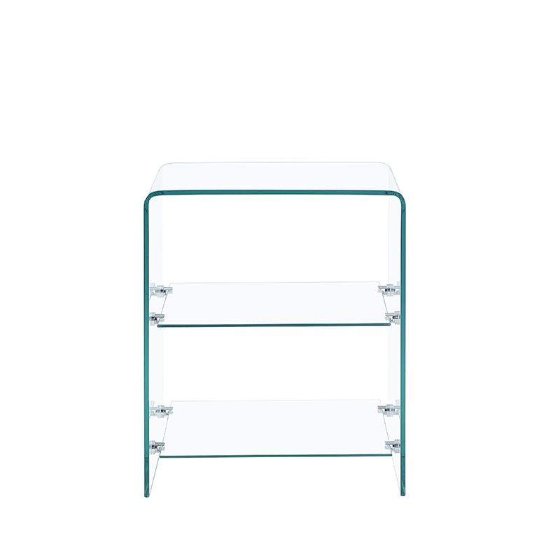 Modern Tempered Glass Side Table - Clear 2-Tier Coffee Table for Living Room