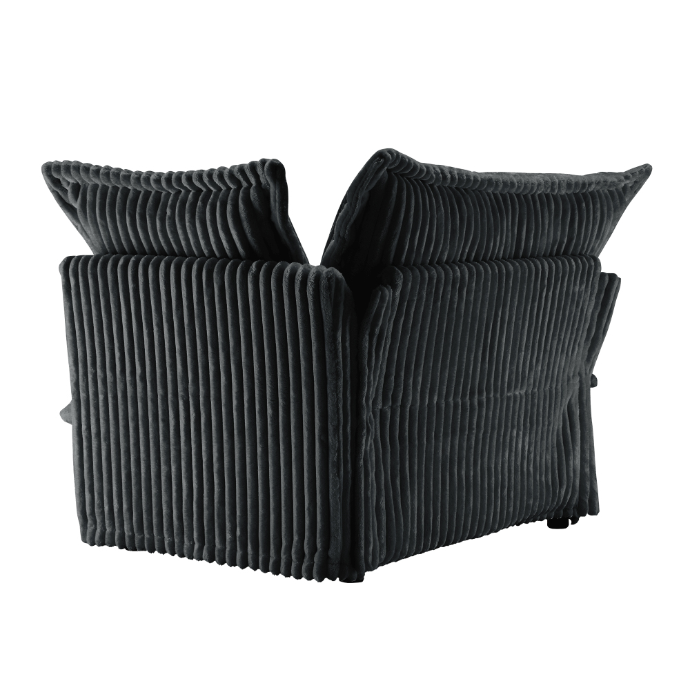 Koala Modern Corduroy Loveseat Sofa - Grey Deep Seat Armchair with Removable Washable Cover & Plush Pillows