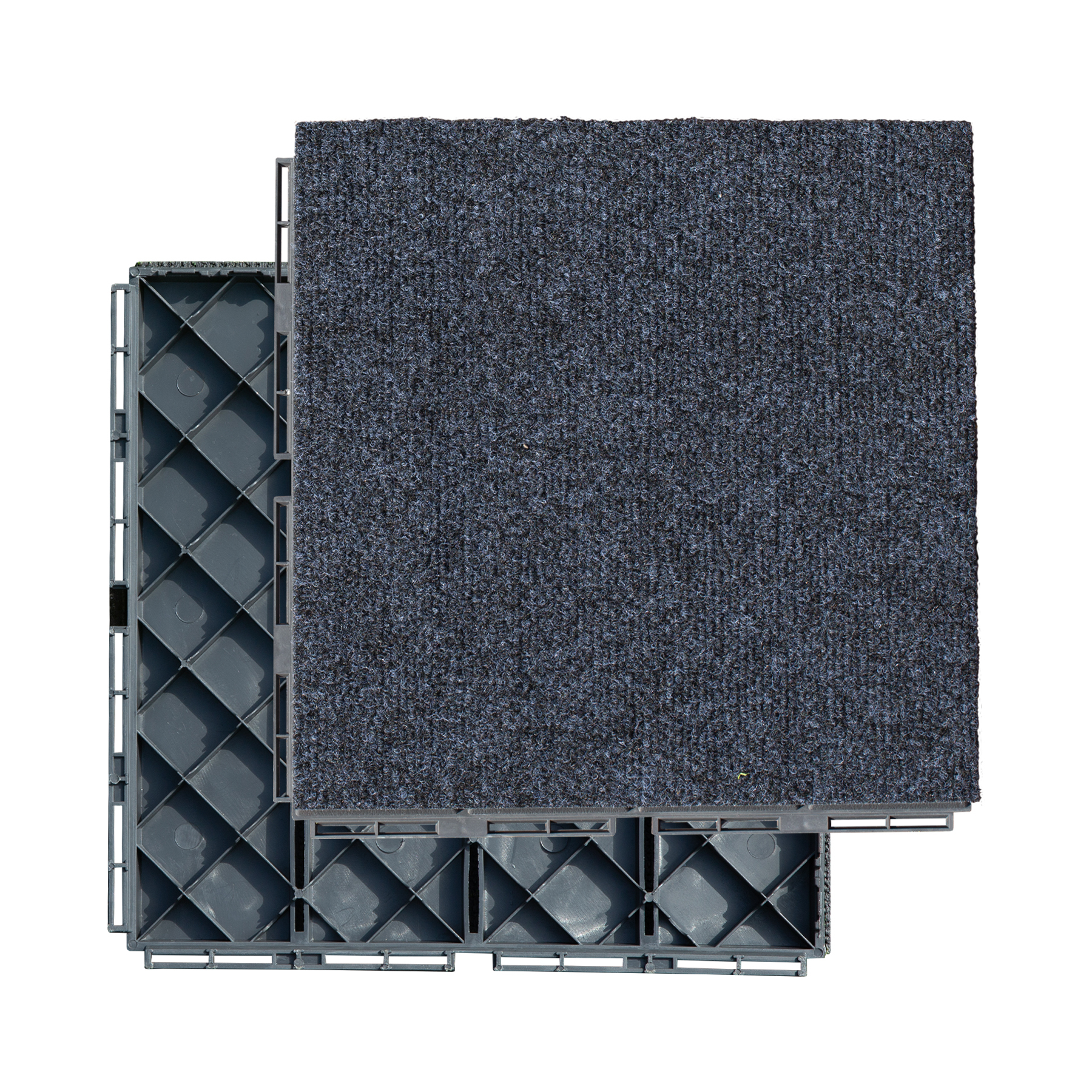 Interlocking Plastic Deck Tiles - Grey Modular Outdoor Carpet Flooring with Durable Base for Patio, Balcony & Porch