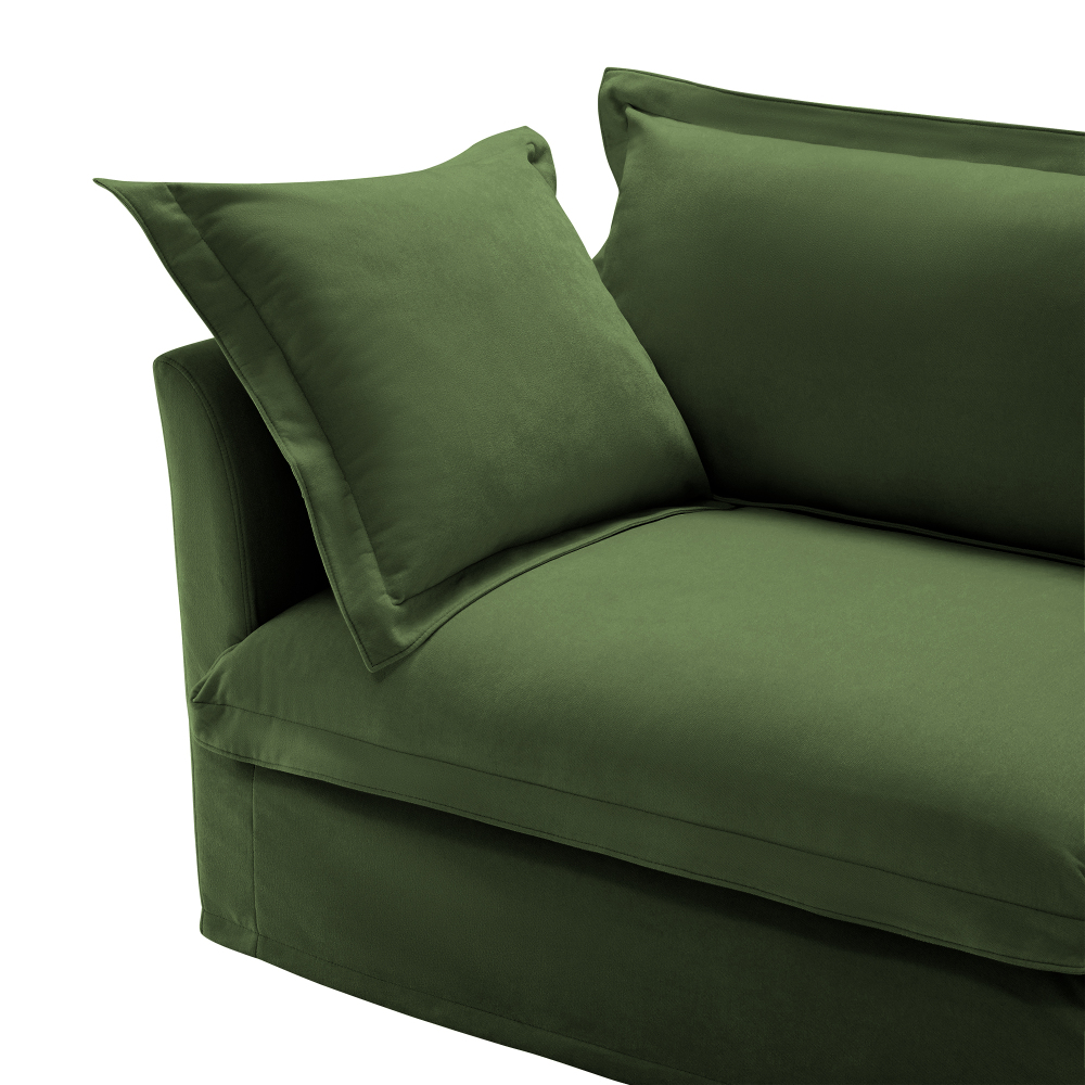 Koala Modern Chenille Sofa - Deep Seat Green Loveseat with Removable Washable Covers & High Back Pillows