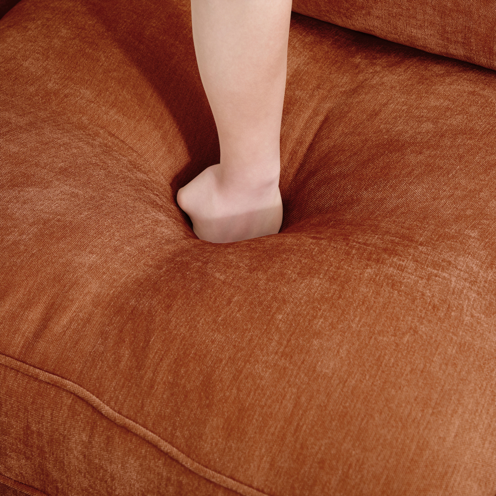 Modern Velvet Armless Sofa in Orange - Mid-Century Accent Chair for Living Room, Bedroom, and Apartment