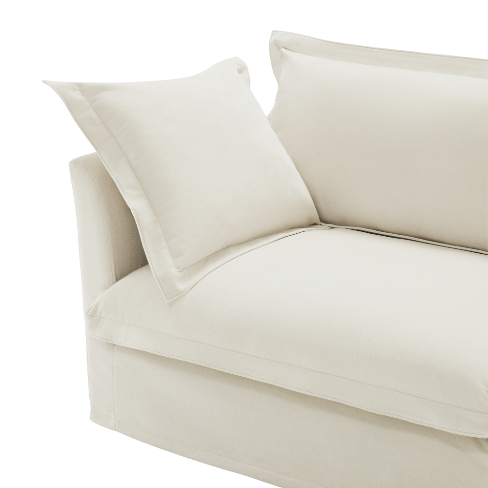 Koala Cream Chenille Armless Sofa Chair - Deep Seat Modern Loveseat with Removable Washable Covers