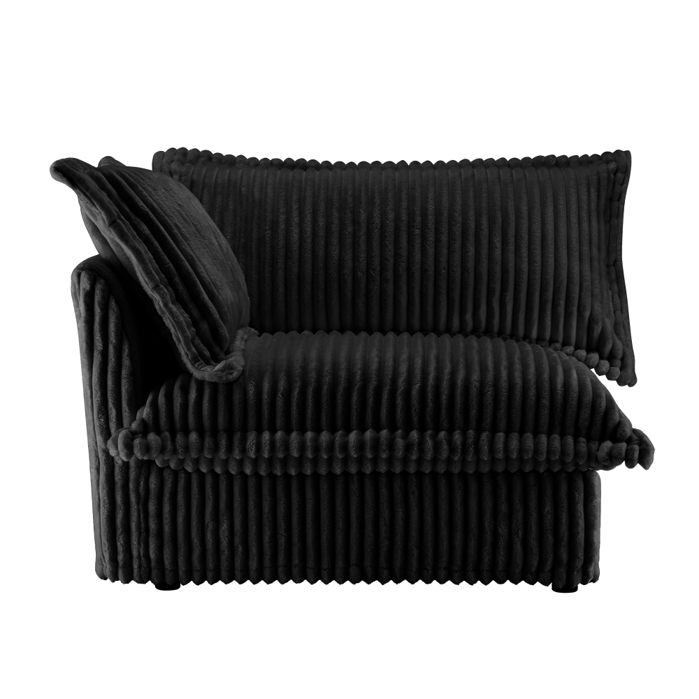 Koala Modern Corduroy Sofa - Black Plush Loveseat with Deep Seating & Removable Covers