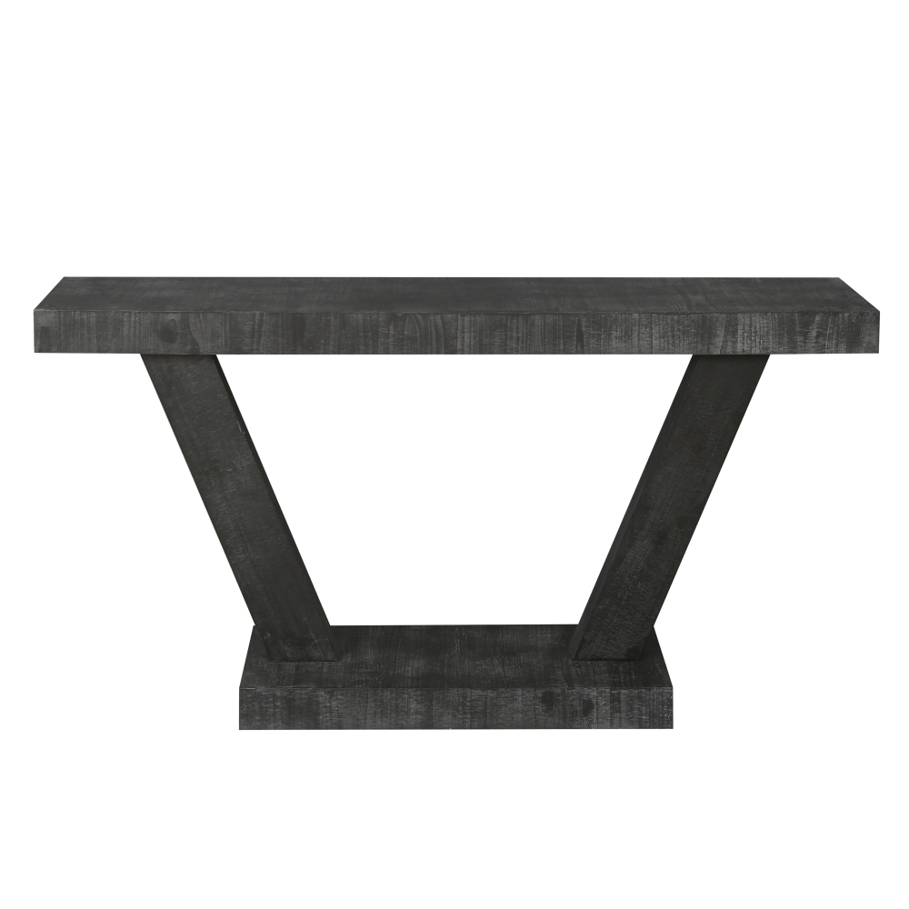 60" Rustic Farmhouse Console Table with Open Storage Shelf - Antique Black Distressed Wood Sofa Table for Entryway & Living Room
