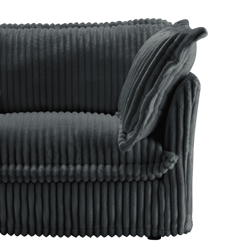 Koala Modern Corduroy Loveseat Sofa - Grey Deep Seat Armchair with Removable Washable Cover & Plush Pillows