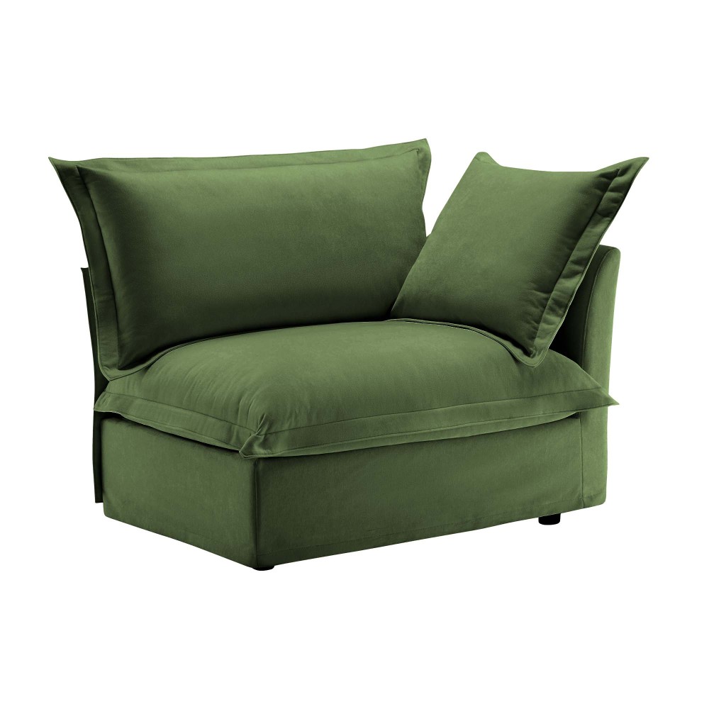 Modern Chenille Loveseat Sofa - Deep Seat Green Armchair with Removable Covers & Plush Pillows