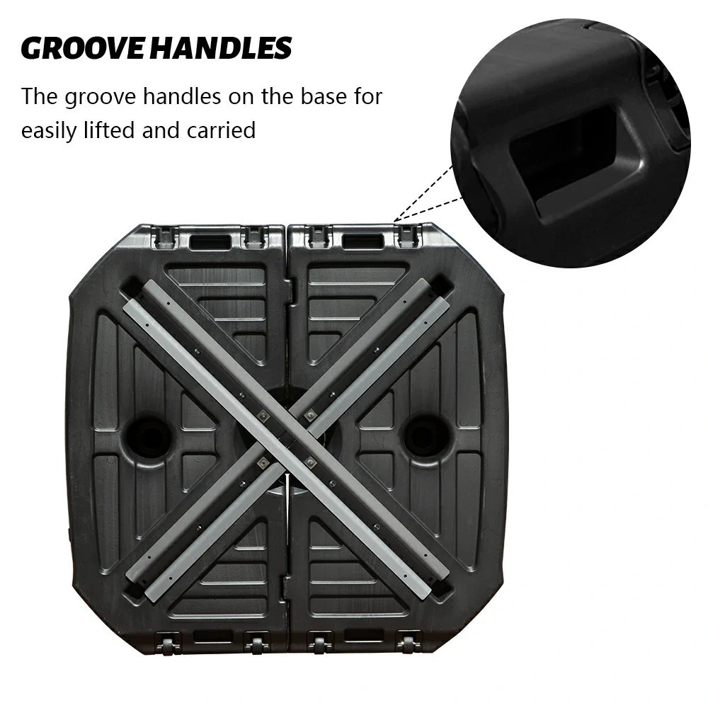 4-Piece Heavy Duty Cantilever Umbrella Base, 440LBS Sand Filled Weighted Stand with Wheels for Outdoor Patio