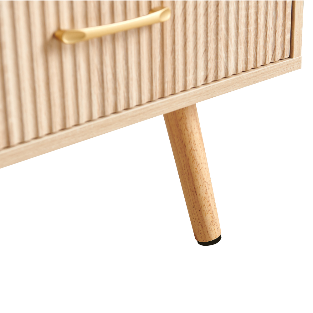 Modern Natural Wood Coffee Table with Sliding Storage Drawer & Solid Wood Legs for Living Room