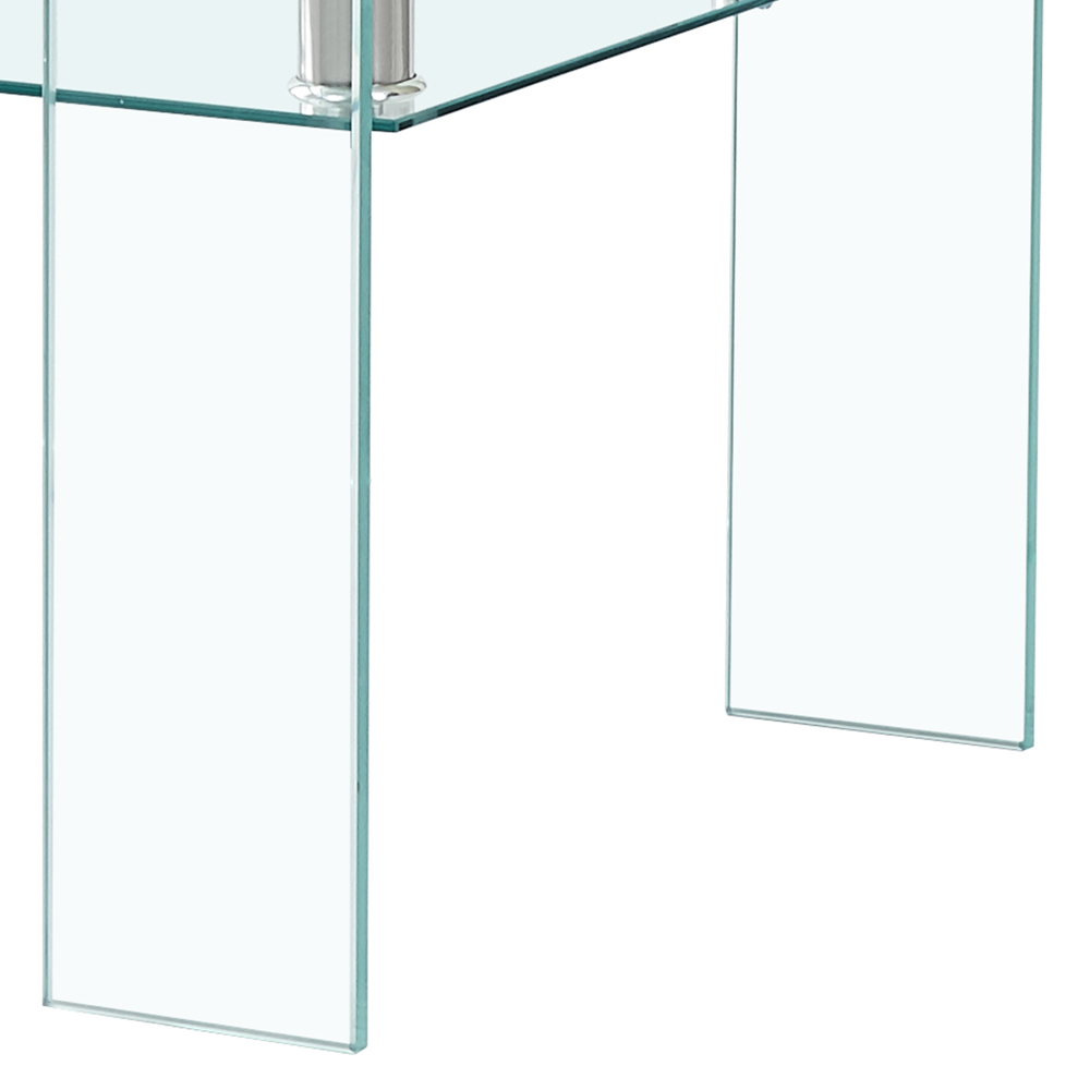 Modern Rectangle Clear Glass Coffee Table with 2-Tier Storage & Tempered Glass Top