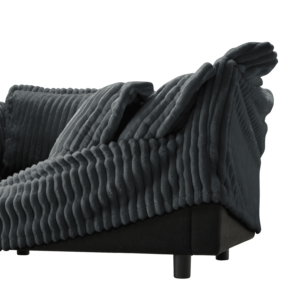 Koala Modern Corduroy Loveseat Sofa - Grey Deep Seat Armchair with Removable Washable Cover & Plush Pillows