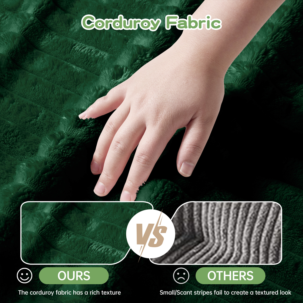 Oversized Modular Corduroy Sofa Set - Deep Seat 3-Seater Sectional with 3 Ottomans, Convertible Sleeper Couch for Living Room