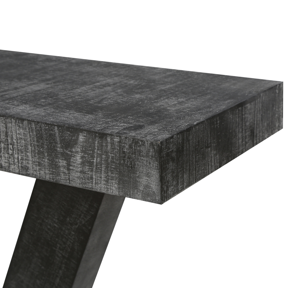 60" Rustic Farmhouse Console Table with Open Storage Shelf - Antique Black Distressed Wood Sofa Table for Entryway & Living Room