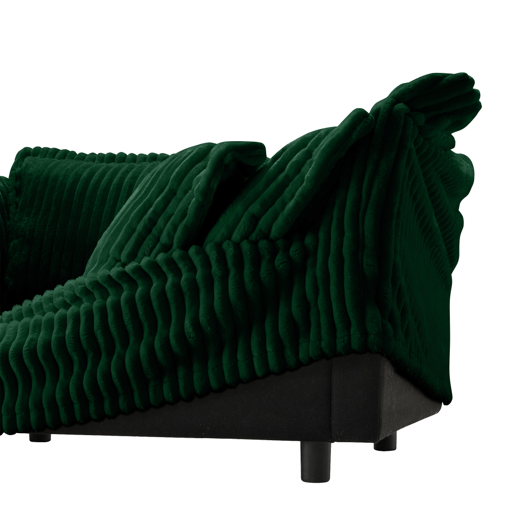 Luxurious Emerald Green Corduroy Loveseat Sofa with Deep Seating and Removable Washable Covers